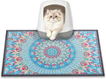 Cat Litter Mat, 24" x 16" Litter Box mat, Traps 100% Litter, Non-Slip Kitty Litter Trapping mats, Small Cute Litter mat, Easy Clean for Scatter Control, Bohe cat Food mat, Urine Waterproof