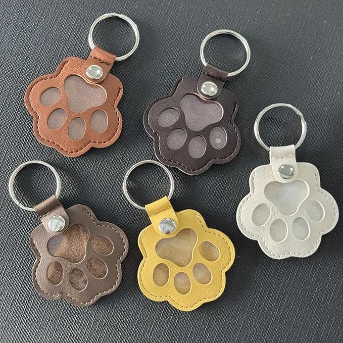 Pet Memorial Keychain Leather Cat Claw Keychain Pet Hair Keepsake Box Cherished Memories Gifts for Pet Lovers (Dark Brown)