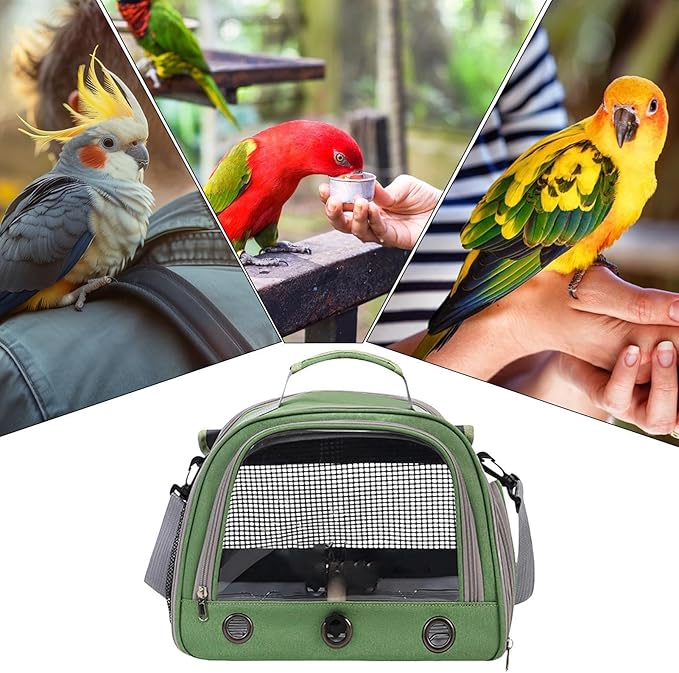 Bird Travel Carrier - Portable Parrot Travel Bag, Bird Carrier Bag, Zippered Multipurpose | Portable Sparrow Case with Shoulder Strap, Parrot Transport Cage for Walking, Sunbathing