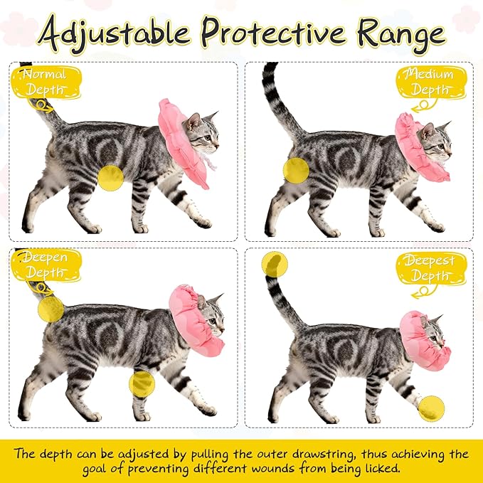 EXPAWLORER Cat Cone Collar Soft, Cat E Collar Recovery After Surgery to Stop Licking, Adjustable Waterproof Cute Neck Elizabethan Pet Kitten Puppy Donut Pillow for Cats Puppy Wound Healing, PinkM