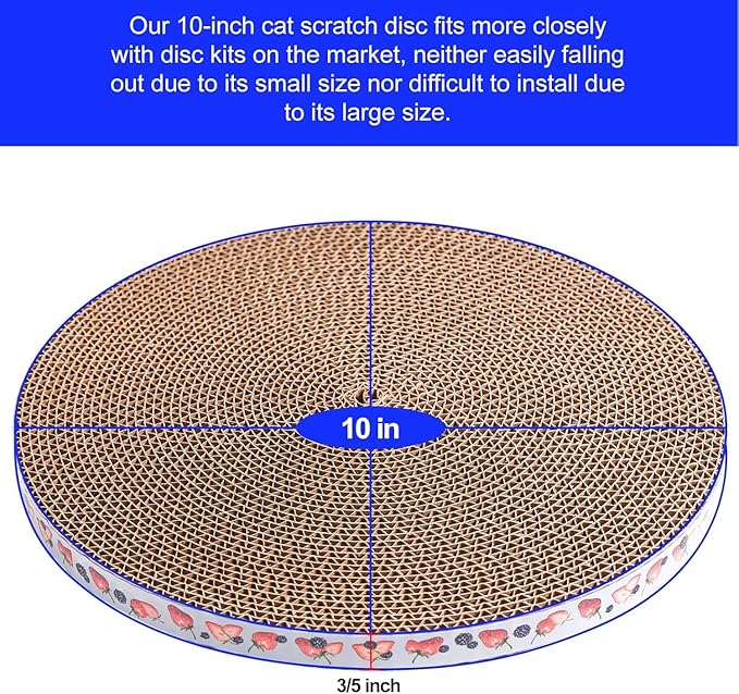 Round Cat Scratcher Pad 10 inch Diameter 3/5 inch Thickness Scratch Replacement Refill Scratching Board Cat scratchers for Indoor Cats (3 Pc)