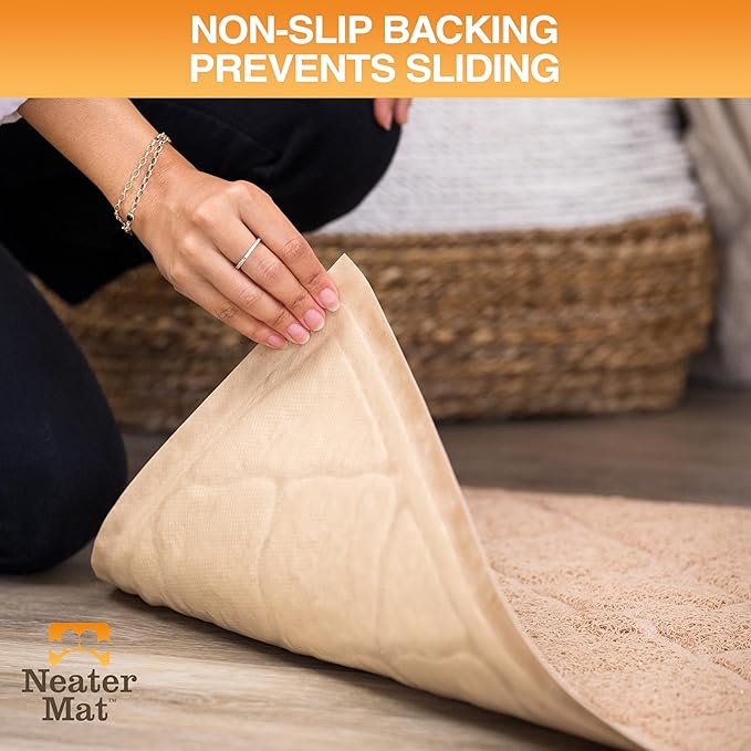 Neater Pets Neater Mat Cat Litter Mat, Thick & Durable Cat Mat for Litter Box, Trapper Pad Catches Mess to Protect Indoor Floors, Soft on Kitty Paws, Anti-Skid Grip Backing, Easy to Clean, Beige