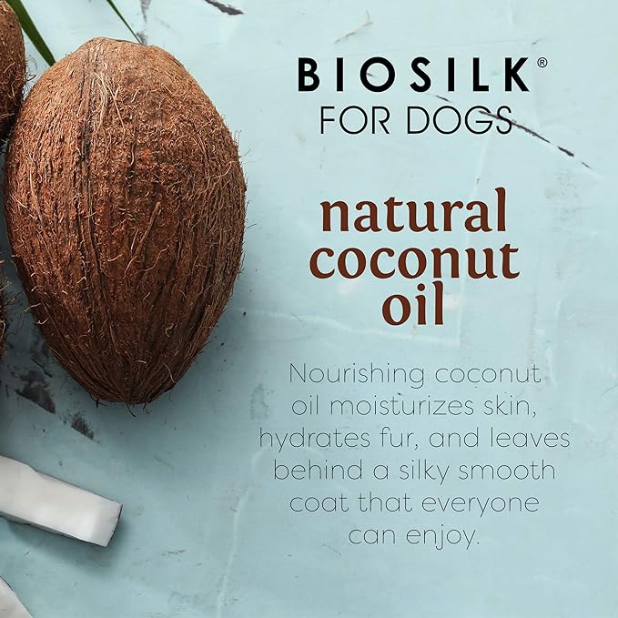 BioSilk for Dogs Silk Therapy Shampoo with Organic Coconut Oil | Coconut Dog Shampoo Waterless Shampoo | Dry Dog Shampoo from Silk Therapy for Fresh Dog Coats,Beige