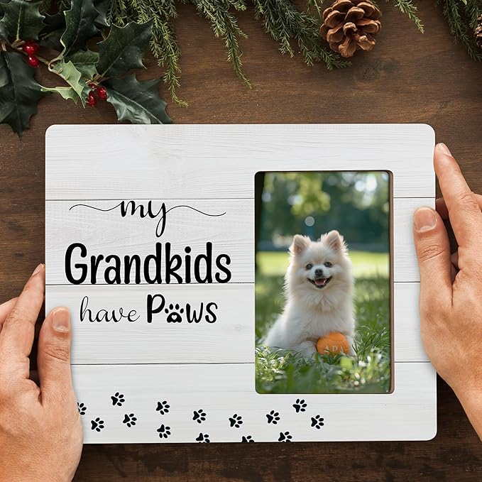 Dog Grandparents Picture Frame Gifts, Dog Grandma Gift, My Grandkids Have Paws Frames Fits 4x6 Photo