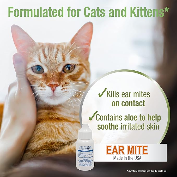 Four Paws Healthy Promise Aloe Ear Mite Treatment for Cats 0.75 Fl. Oz. (Pack of 2)