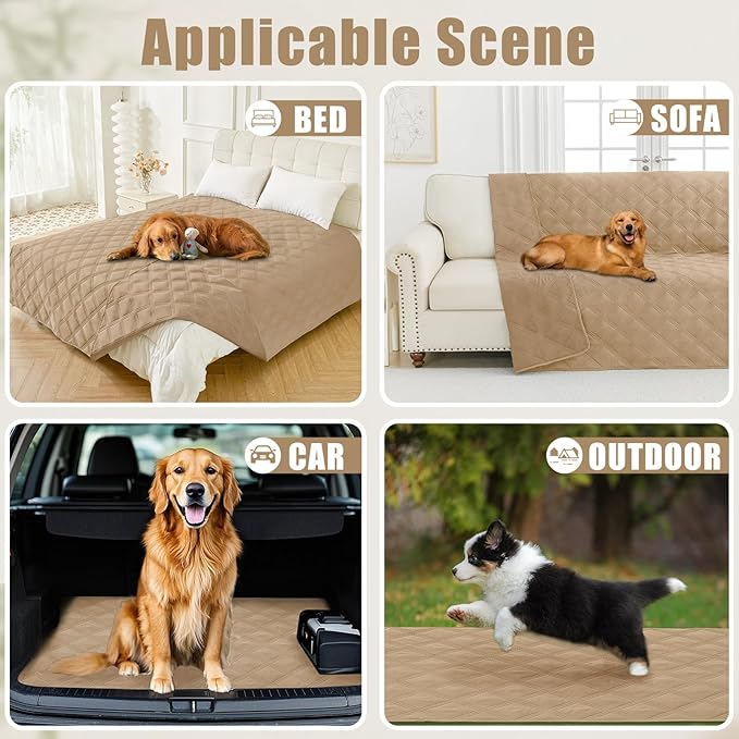 Smiry Waterproof Dog Bed Cover Blanket 40x70, Soft Reversible Pet Blanket, Washable Leakproof Cats Dogs Couch Cover for Sofa, Couch, Furniture, Camel/Camel