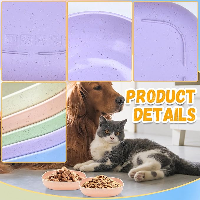 TKOnline 10 Pcs Cat Food Bowl, 5.7 Inch Plastic Shallow Pet Food and Water Dish for Whisker Fatigue Relief, Wide Cat Wet Feeding Bowls, Small Flat Dish for Indoor Outdoor Kittens Dogs ﻿