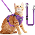 Cat Harness and Leash for Walking, The Upgrade Can be Adjusted in Four Directions and Breathable Cat Harness for Anti Escape that can be Fitted and Positioned, Reflective Strips Harness, Purple, M
