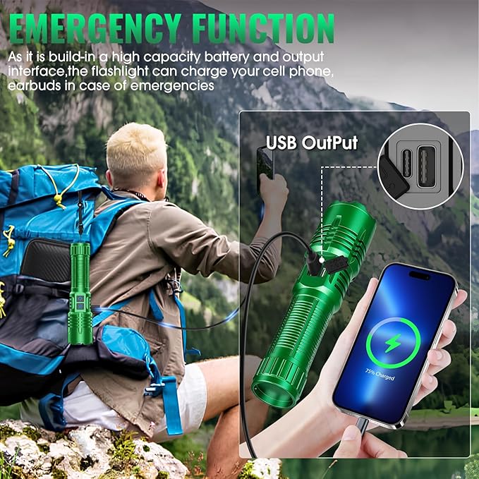 AdamStar UV&High Lumens Flashlight Rechargeable, 2-in-1 Powerful Blacklight LED Flashlight Tactical 6 Modes Super Bright Waterproof Zoomable Detector for Pet Urine Curing Resin Camping