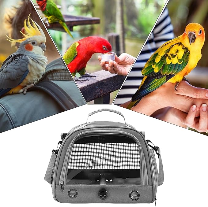 Bird Carrier Bag - Portable Parrot Travel Bag, Bird Travel Carrier, Zippered Multipurpose | Portable Sparrow Case with Shoulder Strap, Parrot Transport Cage for Walking, Sunbathing