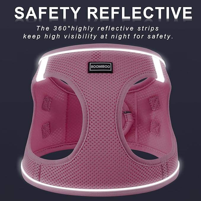 Dog Harness with Leash Set, No Pull Adjustable Reflective Step-in Puppy Pet Vest Harnesses for Small Medium Large Dogs and Cats,Light Pink S