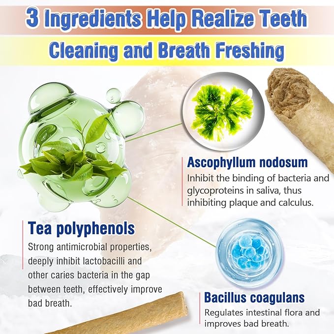 30g Freezed Dried Cat Dental Treats Chicken Flavor, Cat Chew Stick for Freshens Breath and Reduce Tartar, Feline Teething Sticks Cats Treats Snack