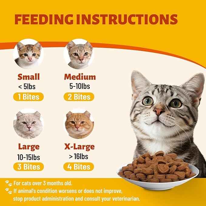 24-in-1 Cat Vitamins and Supplements Chews, Vitamins Treats with Lysine & Taurine for Cat - Immune, Skin&Coat, Respiratory&Vision Support, Daily Multivitamin for Indoor&Senior Cats-330Bites