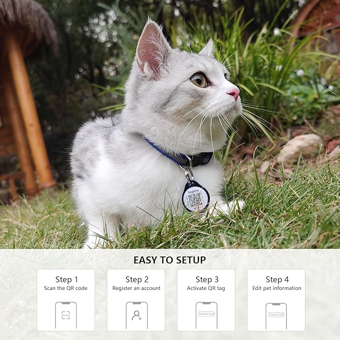 Reflective Cat Collar Breakaway with QR Code Tag for Girl Boy cat Name tag Kitten Collars with Bell Cat ID Tag Personalized Real-time scan alerts, No Subscription or fees(Black)