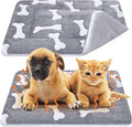 VitalCozy 2 Pack Self Warming Cat Mat Self Heating Pad Bed Reversible Machine Washable Reflects Body Heat Warm Thermal Pet Pad Crate Blanket for Feral and Indoor Cat (Grey,22'' X 18'',Bone)