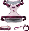 3 in 1 No Pull Dog Harness Leash and Collar Set, Soft Adjustable Dogs Vest Reflective and Comfortable Handle Pink X-Large