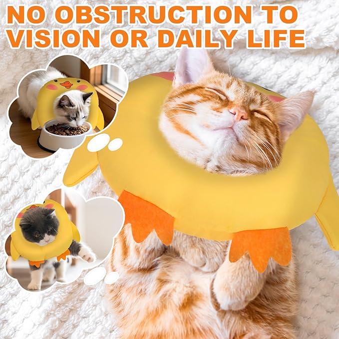 BINGPET Cat Cone Collars Soft,Cat Recovery E Collars After Surgery to Stop Licking,Waterproof Adjustable Elizabeth Neck Cones Cute Pet Donut Pillow for Cats Kitten Puppy Wound Healing After Surgery,S