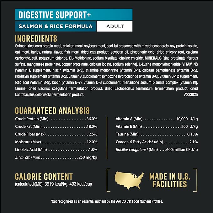 Purina Pro Plan AdvantEDGE Digestive Support Plus Adult Salmon and Rice Formula Dry Cat Food - 5 lb. Bag