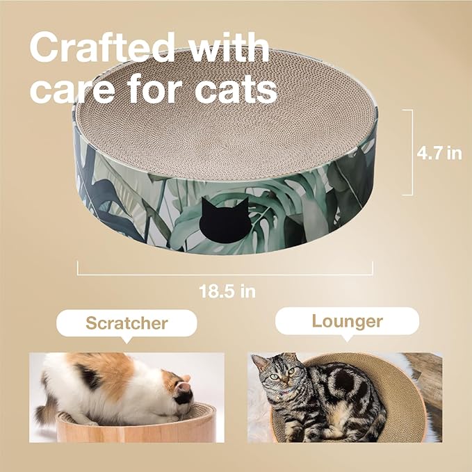 Necoichi Cat Scratcher Bowl for Indoor Cats - Cat Scratching Lounger with Reversible Usability and Extra Comfort for Lounge, Cardboard Bed Couch / (XL, Oak)
