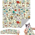 21.7" Cat Grooming Wrap for Cutting Nails, Graffiti Pattern Self-Adherent Fabric Wrap for Cats, Anti-Scratch Anti-Escape Multifunctional Cat Swaddle Tool for Teeth Brushing, Ear Cleaning