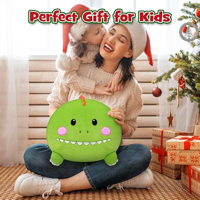 Dinosaur Plush, Stuffed Animal Set with 4 Baby Dinos, Soft Stuffed Toy Pillow, Cute Birthday Gift for Kids Boys Girls (15")