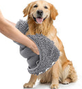 Smiry Chenille Dog Drying Towel, Extra Absorbent Bath Towel for Mud Dogs, Ultra Soft Quick Dry Pet Wash Mitt for Bathing, Grooming and Post-Walk Cleaning (38x15 Inches, Grey)