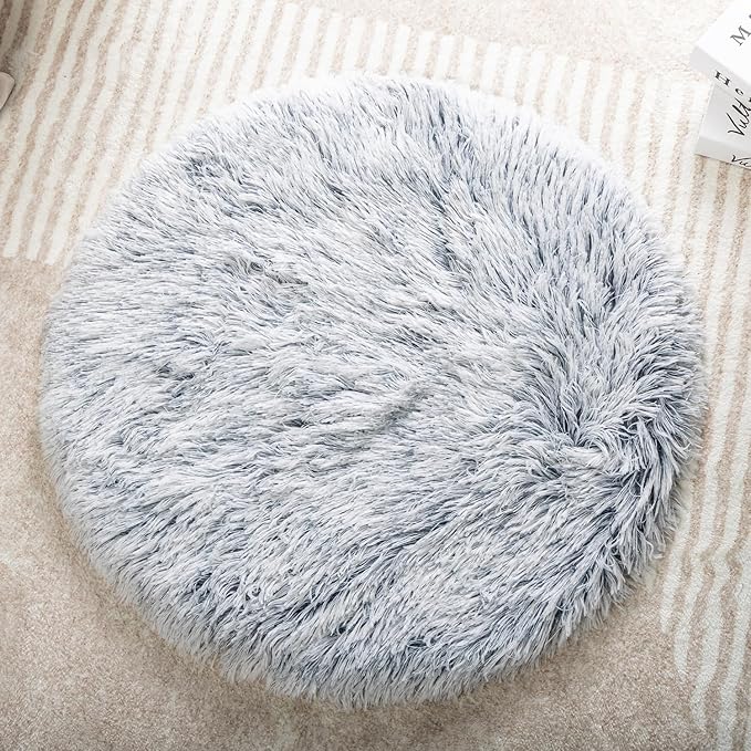 Round Plush Pet Mat Thin Style Pad Mat for Cats, Small Dogs, Rabbits, Guinea Pigs, Washable Soft Sofa mat, for Crate Cat Tree Tower Window Perch (Slate Grey, Large (23.6inch) - 1pcs)