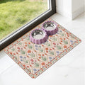 Dog Bowl Mat for Food and Water - Hamdwerk Absorbent Anti Slip Cat Feeding Mats for Floors, Quick Dry Pet Dog Feeding Matts, Diatomite Pet Dish Placemat Supplies, Vintage Floral Style, 12 * 20in