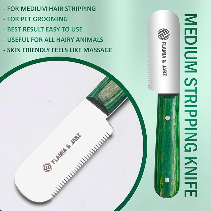 FJ Professional Stripping Knife, Right handed, 3 inch blade (Stainless Steel) (Medium, Green)
