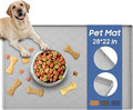URMONA Large Dog Food Mat, 28" x 22" Pet Food Mat, Waterproof Dog Cat Food Mat with Raised Edges, Silicone Pet Food Mat, Dog Accessories, Prevents Food Spills, Protects Floors（Light Grey）