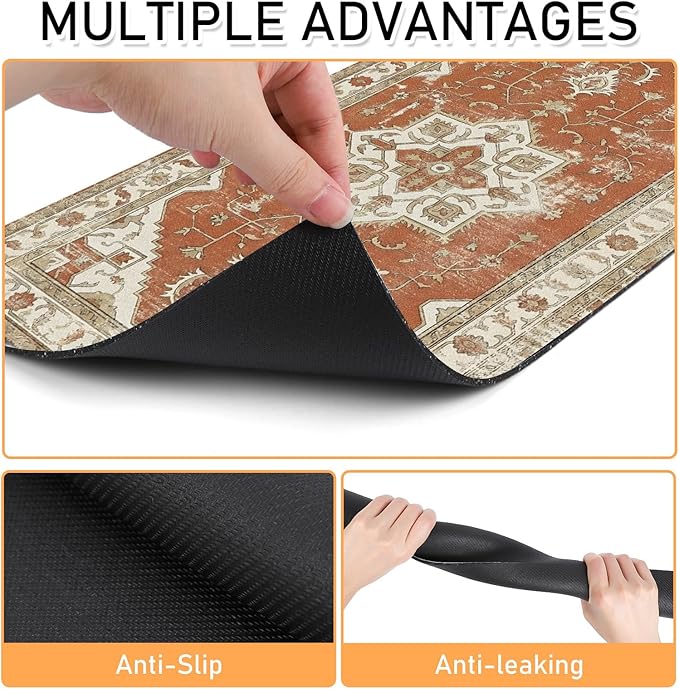 Dog Food Bowl Mat - Absorbent Quick Dry Dog Feeding Mats for Food and Water, Anti Slip Cat Bowl Placemat for Floors, Diatomite Pet Dish Matts Accessories Supplies, Bohemia Style, 17 * 30in