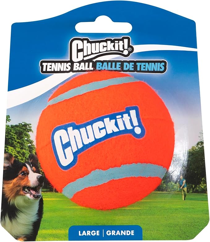 Chuckit! Dog Tennis Ball Dog Toy, Large (3 Inch Diameter) for dogs 60-100lbs, Pack of 1