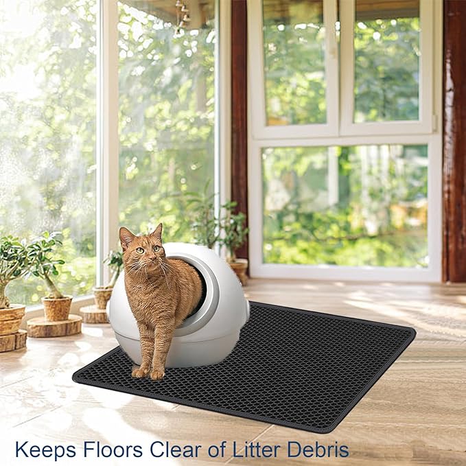 Cat Litter Mat Large Cat Litter Trapping Mat 30x24 inch Double Layer Urine and Water Proof Kitty Litter Box Mat XL