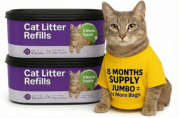 Double Pack Cat Litter Refills by AMAZINK Compatible with Litter Genie Pails