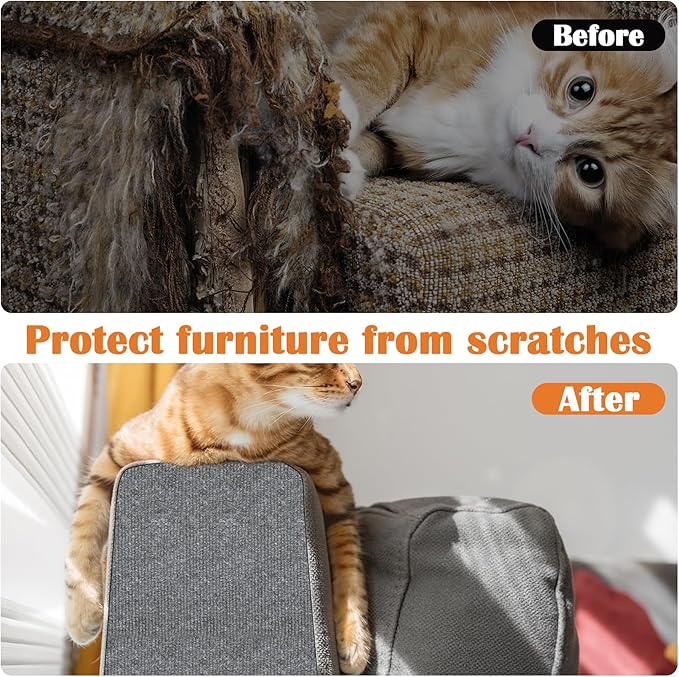 Cat Scratch Furniture Protector - 138" x 17" Trimmable Self-Adhesive Cats Claws Scratch Pads, DIY Cat Climbing Couch Protector for Scratch Post Cat Tree Replacement Indoor (Light Gray)