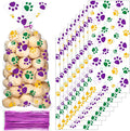 Blulu 100 Pieces Dog Treat Bags Puppy Party Favor Pet Paw Cone Cellophane Bags Candy Heat SealableDog Paw Gift with 100 Pieces Silver Twist Ties for Pet Cat Treat Party Favor(Carnival Colors)