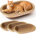 3 Pack Large Cat Scratcher Cardboard, Oval Cat Scratcher Bed Cat Scratch Pad Board Lounge Couch for Indoor Cats Bowl Shaped Cat Scratching Post Nest for Cats Grinding Claw Furniture Protector