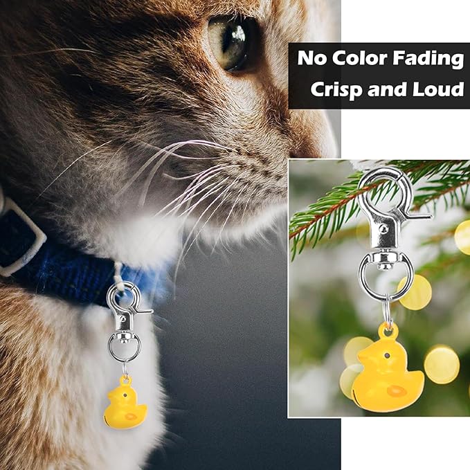 EXPAWLORER Pet Bells for Dog Cat Collar Charm - 2 Pack Cat Collar Accessories Bells Loud, Pet Jingle Ornament Training Pendant Neck Decoration Duck Shaped, Tracker for Saving Birds