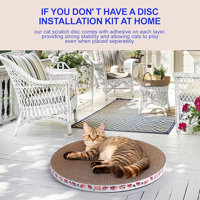 Round Cat Scratcher Pad 10 inch Diameter 3/5 inch Thickness Scratch Replacement Refill Scratching Board Cat scratchers for Indoor Cats (2 Pc)