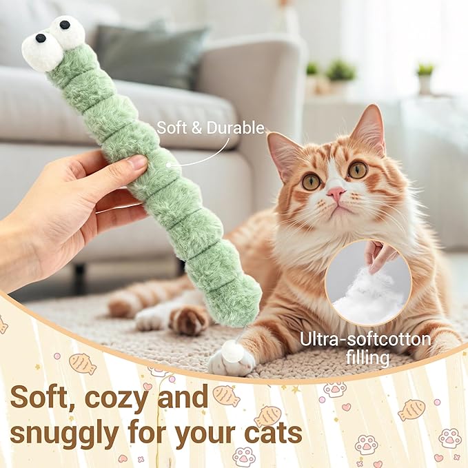 3 Pack Cat Toys Pillows,Catnip Inside, Interactive Indoor Kitten Play and Exercise Toy,Promotes Kitty Exercise,15.96 Inches(Pink+Green+Yellow)