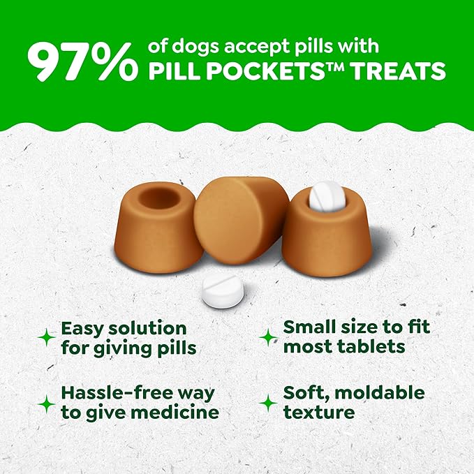 Greenies Pill Pockets for Dogs Small Size, Tablet Pill Treats for Dogs, Chicken Flavor, 3.2 oz. Pouch