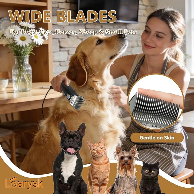 Precision Ceramic Wide Blades for Dog Grooming,Compatible with Andis,Oster A5,Wahl km10 Clippers-Dog and Cat Grooming Replacement Blade (30W(0.5MM))