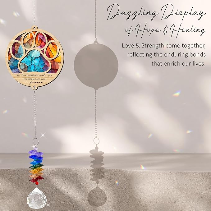 2 Layered Ornament Suncatcher - Pet Memorial Suncatcher - Dogs Sympathy Hanging Ornament - Paw Ornament for Loss of Pet - Mother's Day Father's Day Birthday Gifts for Dog Lover