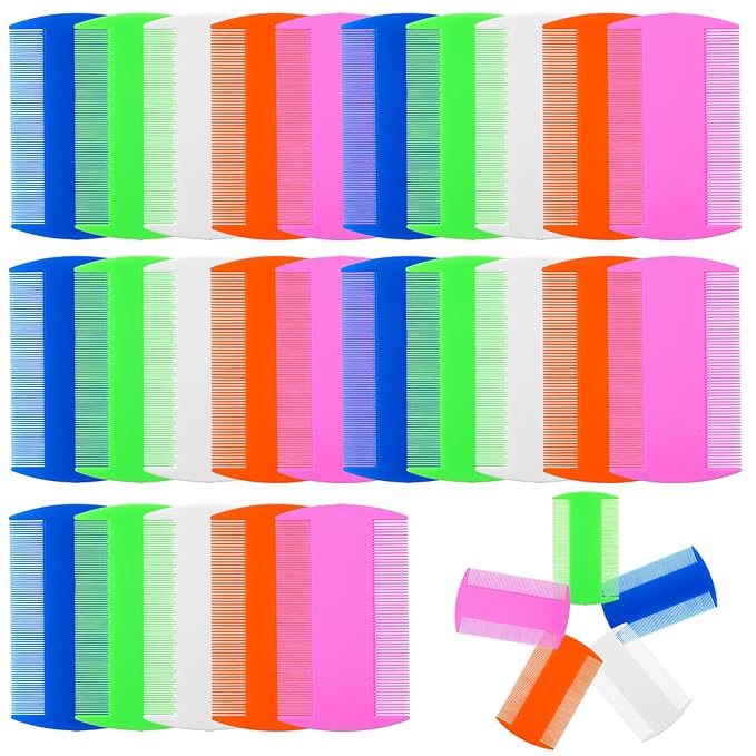 100 Pcs Flea and Tick Grooming Tool - Double Sided Comb for Small Pets, Kittens and Puppies (5 Colors)