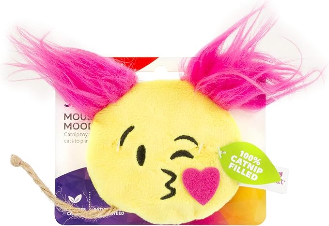 SmartyKat (6 Count) Mouse Moods Emoji Bundle Pack Plush Catnip Toys - Yellow/Brown, 6 Count