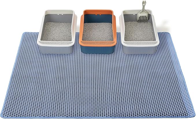 Cat Litter Mats-Extra Large 47''x36'' Litter Trapping Mat for Cat-XXL Litter box Matt for Floor-2 Layer Catcher Rug for Pet kitty Litterbox-Waterproof Urine Proof,Non-Slip,Blue