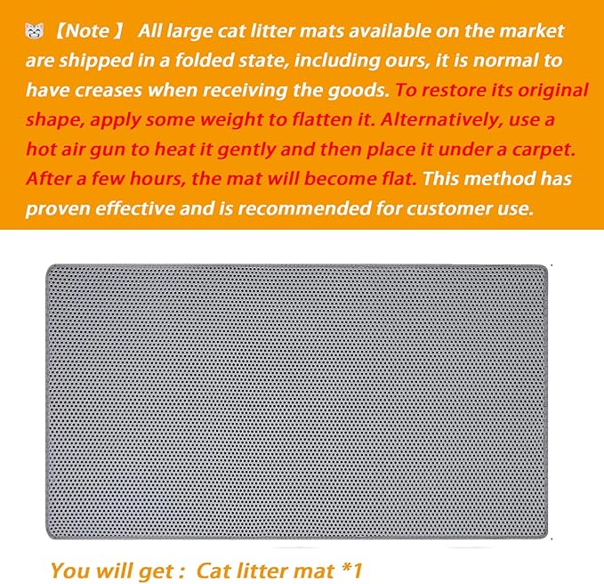 Large Cat Litter Mat, 46x28 Inches Extra Large Double Layer Honeycomb Cat Litter Trapping Mat, Non Slip Waterproof Urine Proof Mat, Scratch Resistant Durable Litter Rug