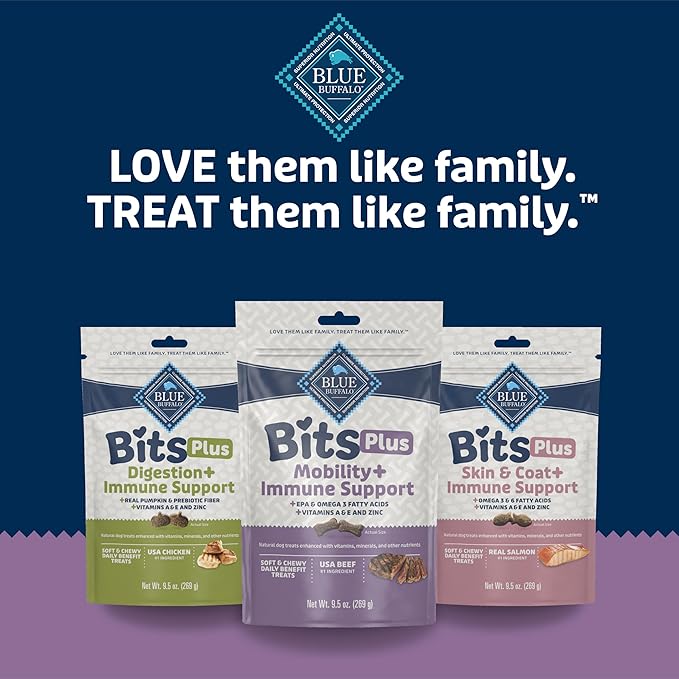 Blue Buffalo Blue Bits Plus Mobility and Immune Support Daily Benefit Dog Treats, Soft & Chewy Beef Morsels, 9.5-oz. Bag
