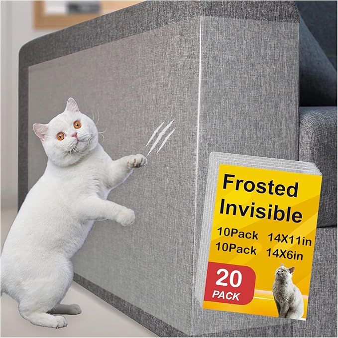 Anti-Cat Scratch Furniture Protector from Cats scratching-20-Pack Clear Sofa Guard Tape for Couches, Deterrent Pet Protection Film to Stop Cats Clawing Corners & Edges
