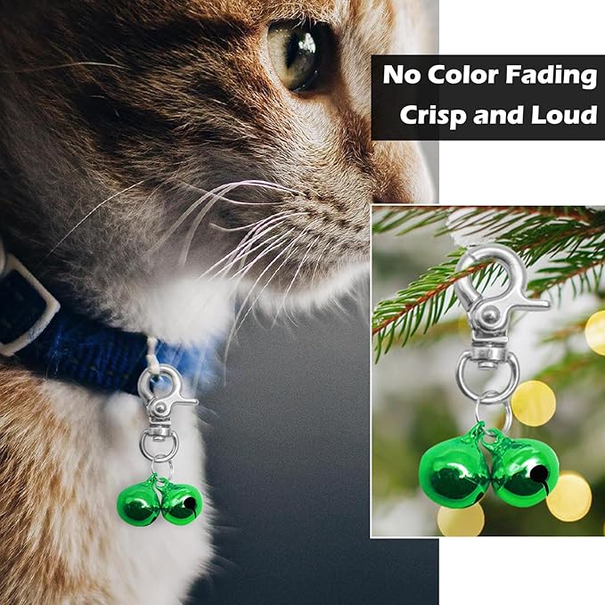 EXPAWLORER Pet Bells for Dog Cat Collar Charm - 2 Pack Cat Collar Accessories Bells Loud, Pet Jingle Ornament Training Pendant Neck Decoration, Tracker for Saving Birds, Green